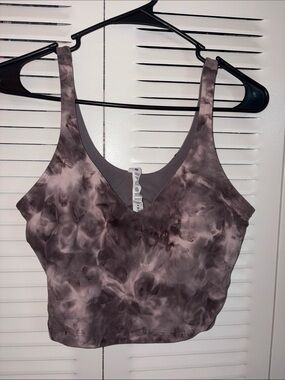 lululemon athletica Mauve Taupe Tie-Dye V-Neck Crop Top
